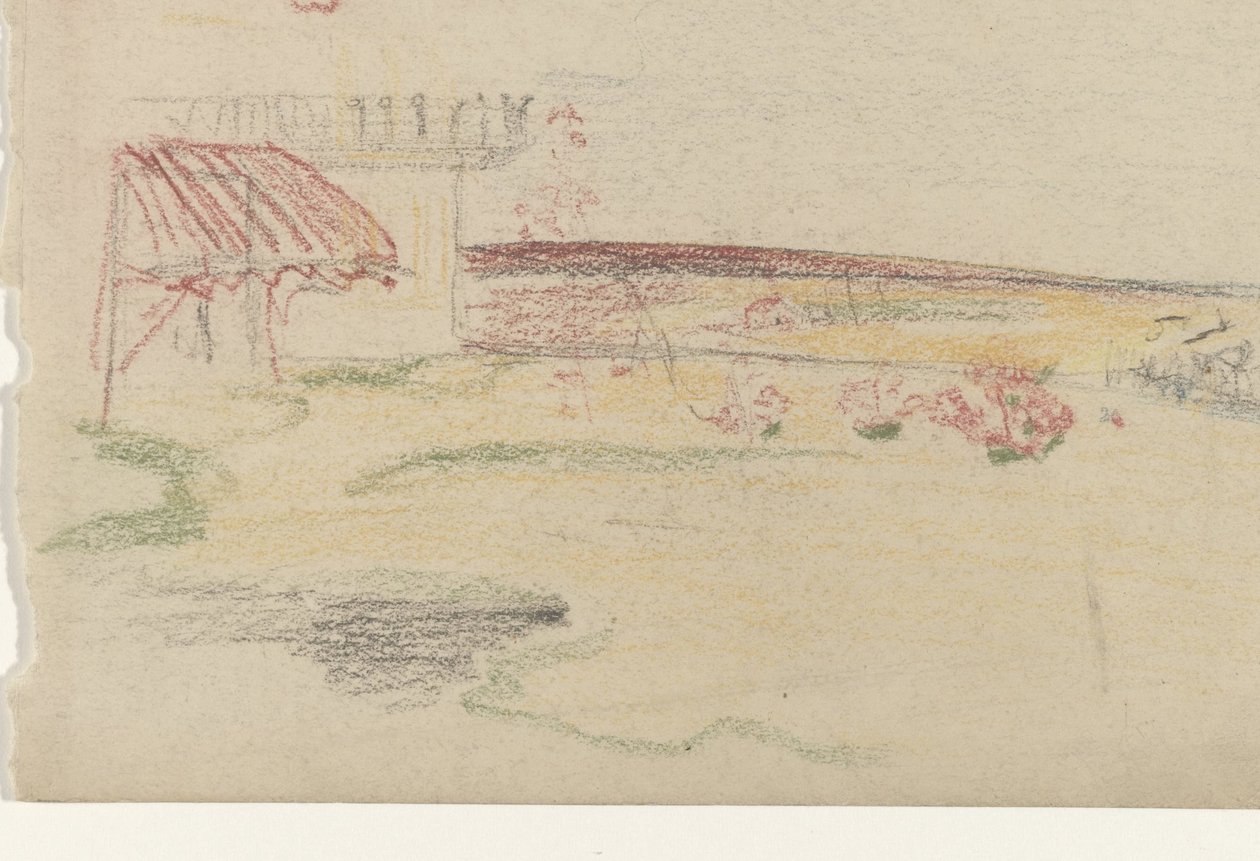 Jardim atrás de uma casa com um toldo de Carel Adolph Lion Cachet