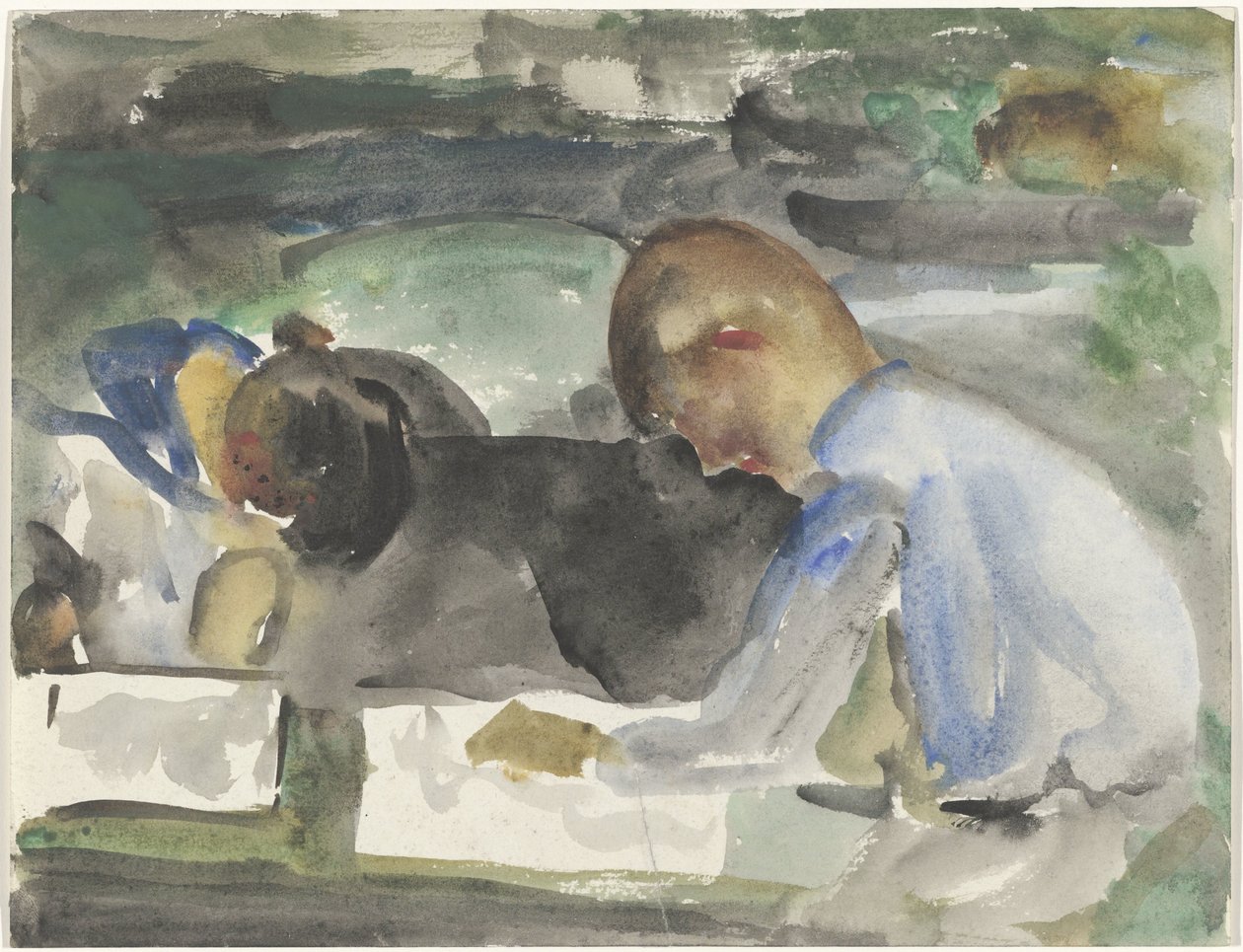 Duas crianças desenhadoras de Carel Adolph Lion Cachet