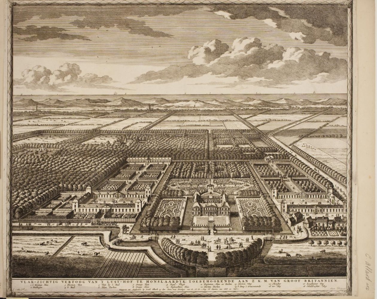 Palácio de recreio de Frederik Henrik em Hornslaardyck, perto de Gravesand de Carel Allard