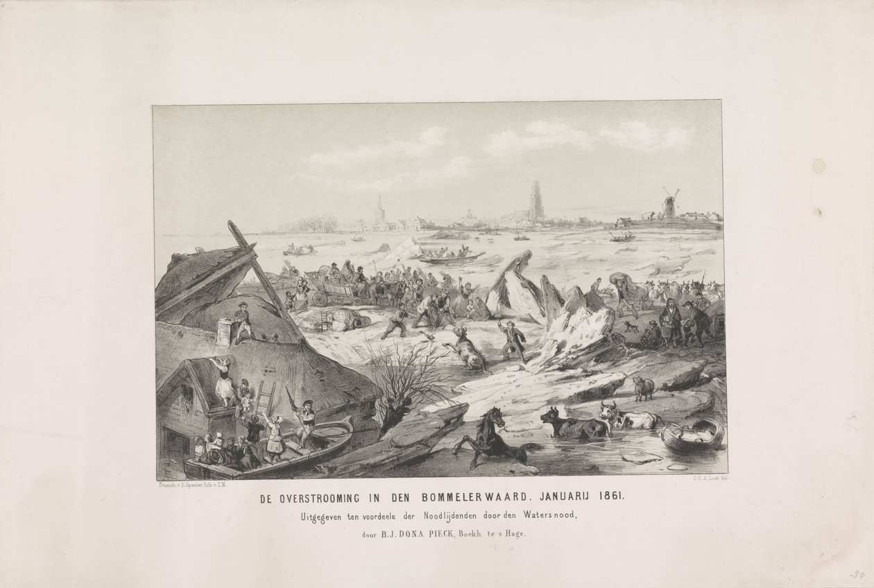A inundação no Bommelerwaard. Janeiro de 1861 (título no objeto) de Carel Christiaan Antony Last