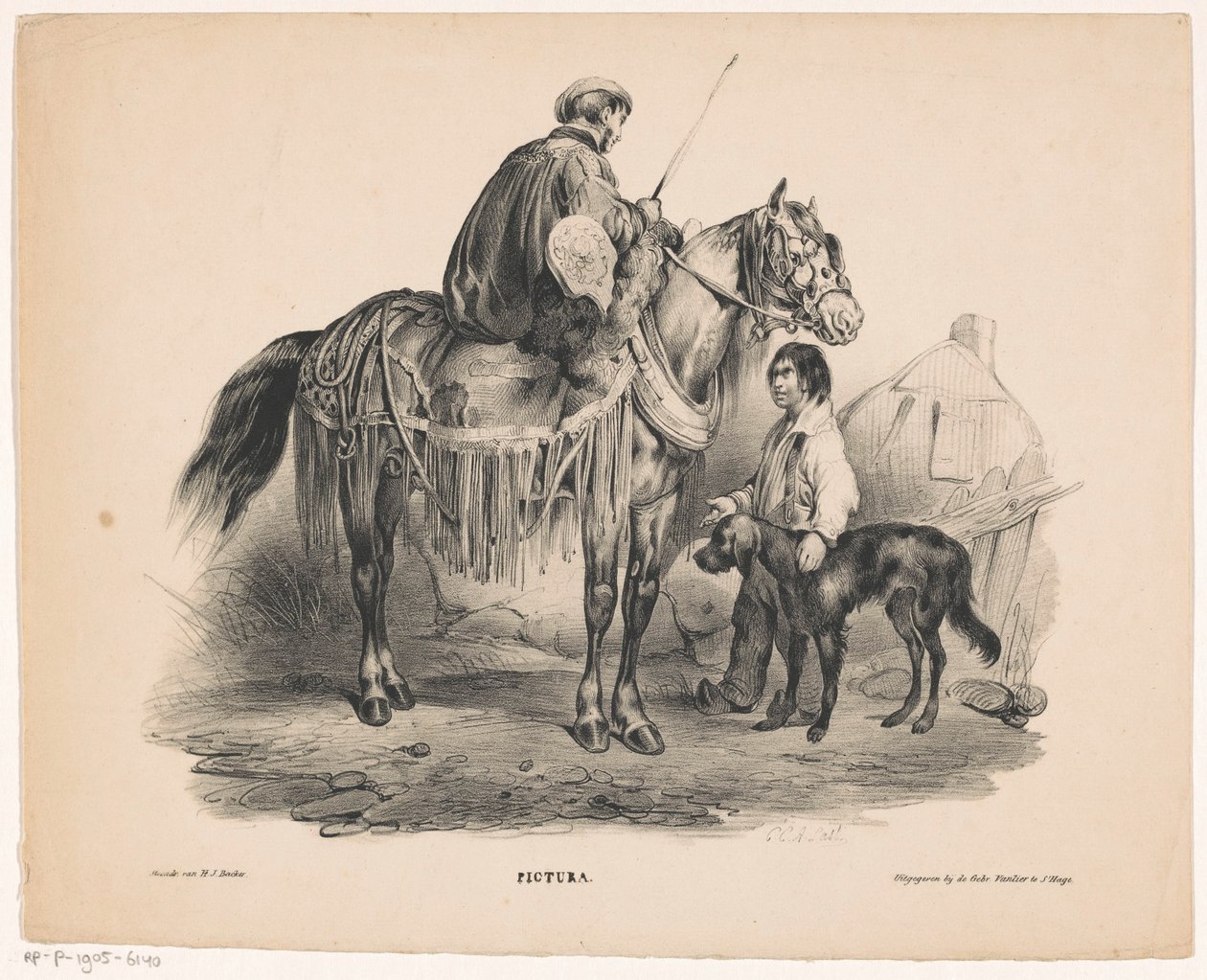 Nobre a cavalo e mendigo menino Pictura (título da série no objeto) de Carel Christiaan Antony Last