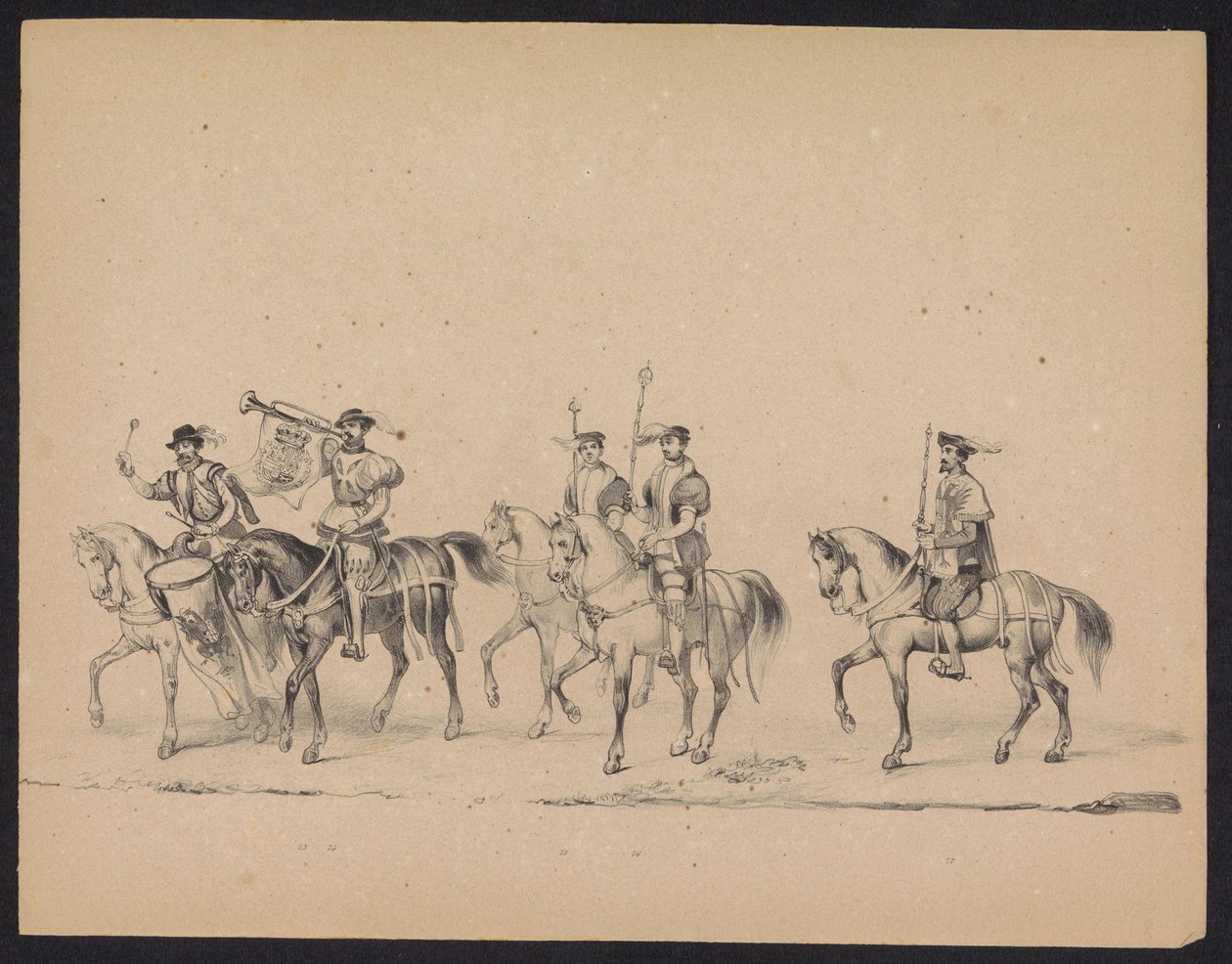 Máscara dos Estudantes de Utrecht, 1846 (ilustração 13) Representação da procissão fantasiada, representando a procissão de Filipe II, Príncipe da Espanha, em Utrecht, 3 de outubro de 1549, realizada em 17 de junho de 1846, por H.H. Estudantes de Utrechtsc de Carel Christiaan Antony Last