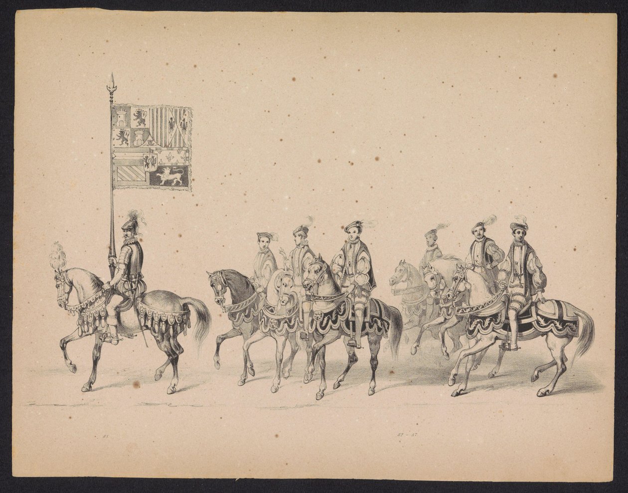 Mascarada dos estudantes de Utrecht, 1846 (placa 15)
Ilustração do desfile, representando o in-tour de Philips II, Príncipe de Espanha, em Utrecht, a 3 de Outubro de 1549, realizado a 17 de Junho de 1846, por H.H. Studenten der Utrechtsche de Carel Christiaan Antony Last