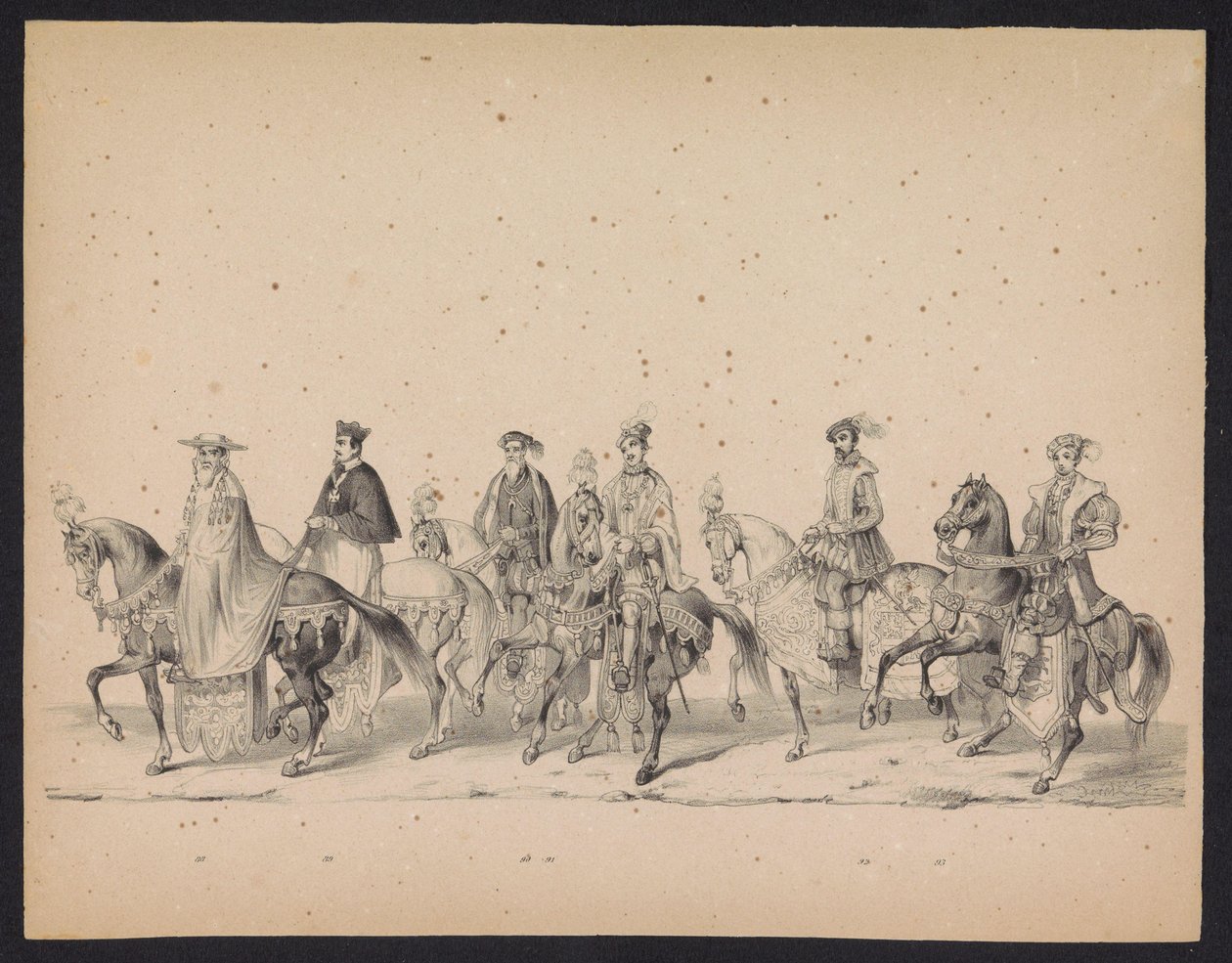 Máscara dos Estudantes de Utrecht, 1846 (ilustração 16) Representação da procissão fantasiada, representando a procissão de Filipe II, Príncipe da Espanha, em Utrecht, 3 de outubro de 1549, realizada em 17 de junho de 1846, por H.H. Estudantes de Utrechtsc de Carel Christiaan Antony Last