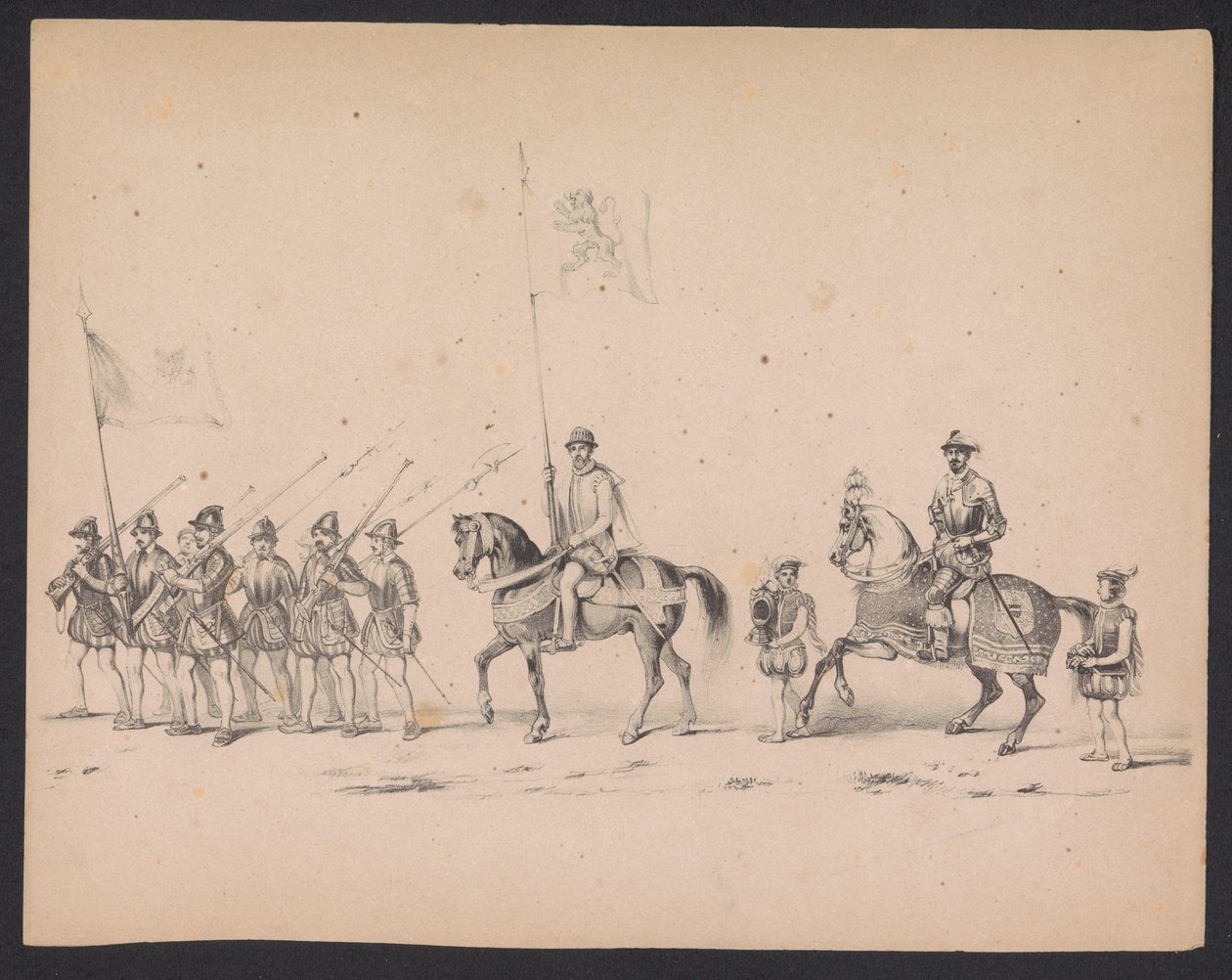 Máscara dos Estudantes de Utrecht, 1846 (ilustração 2) Representação da procissão fantasiada, representando a procissão de Filipe II, Príncipe da Espanha, em Utrecht, 3 de outubro de 1549, realizada em 17 de junho de 1846, por H.H. Estudantes de Utrechtsch de Carel Christiaan Antony Last