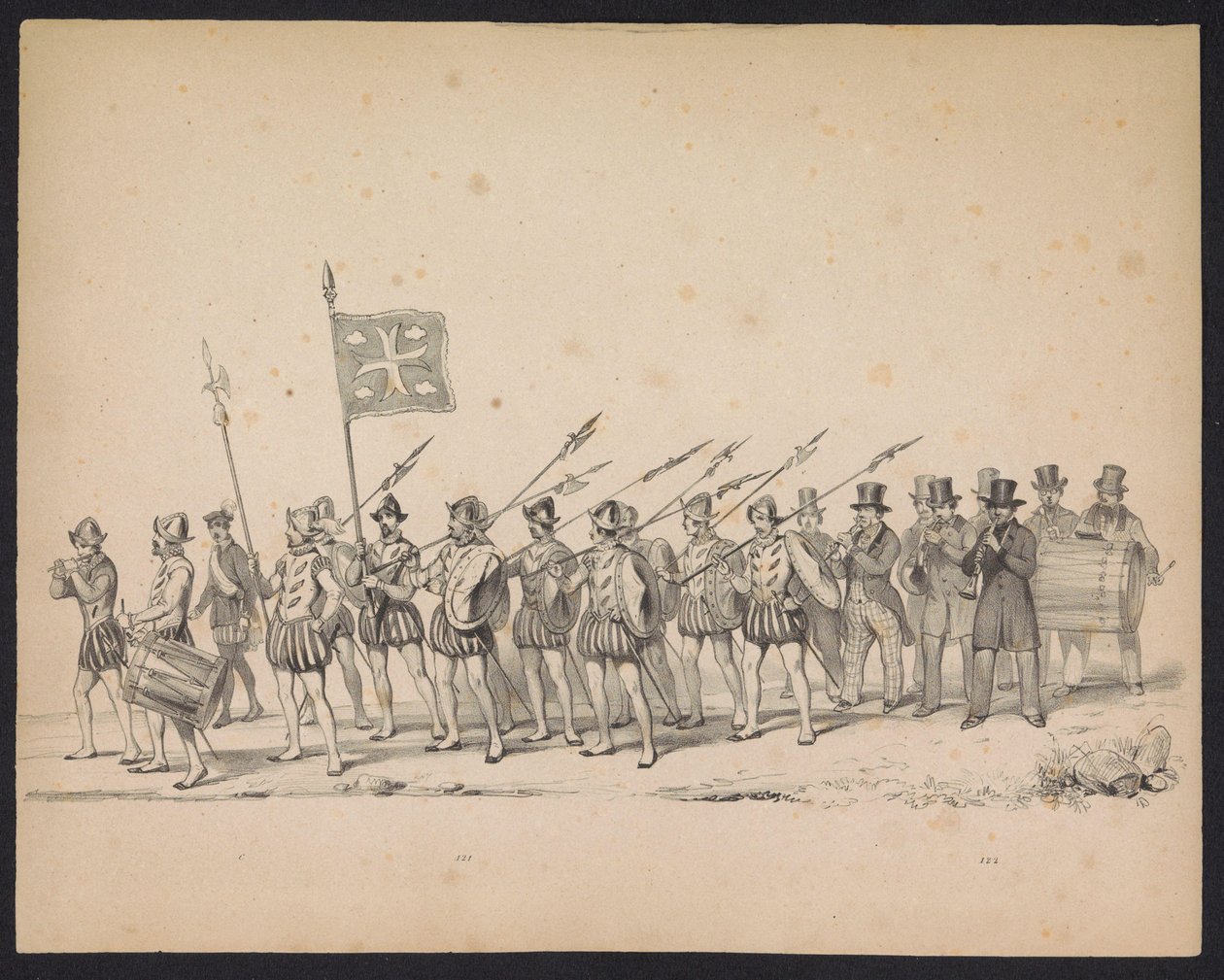 Mascarada dos estudantes de Utrecht, 1846 (placa 22)
Ilustração do desfile com trajes, retratando o in-tour de Philips II, Príncipe de Espanha, em Utrecht, a 3 de Outubro de 1549, realizado a 17 de Junho de 1846, por S. H. Estudantes de Utrecht de Carel Christiaan Antony Last