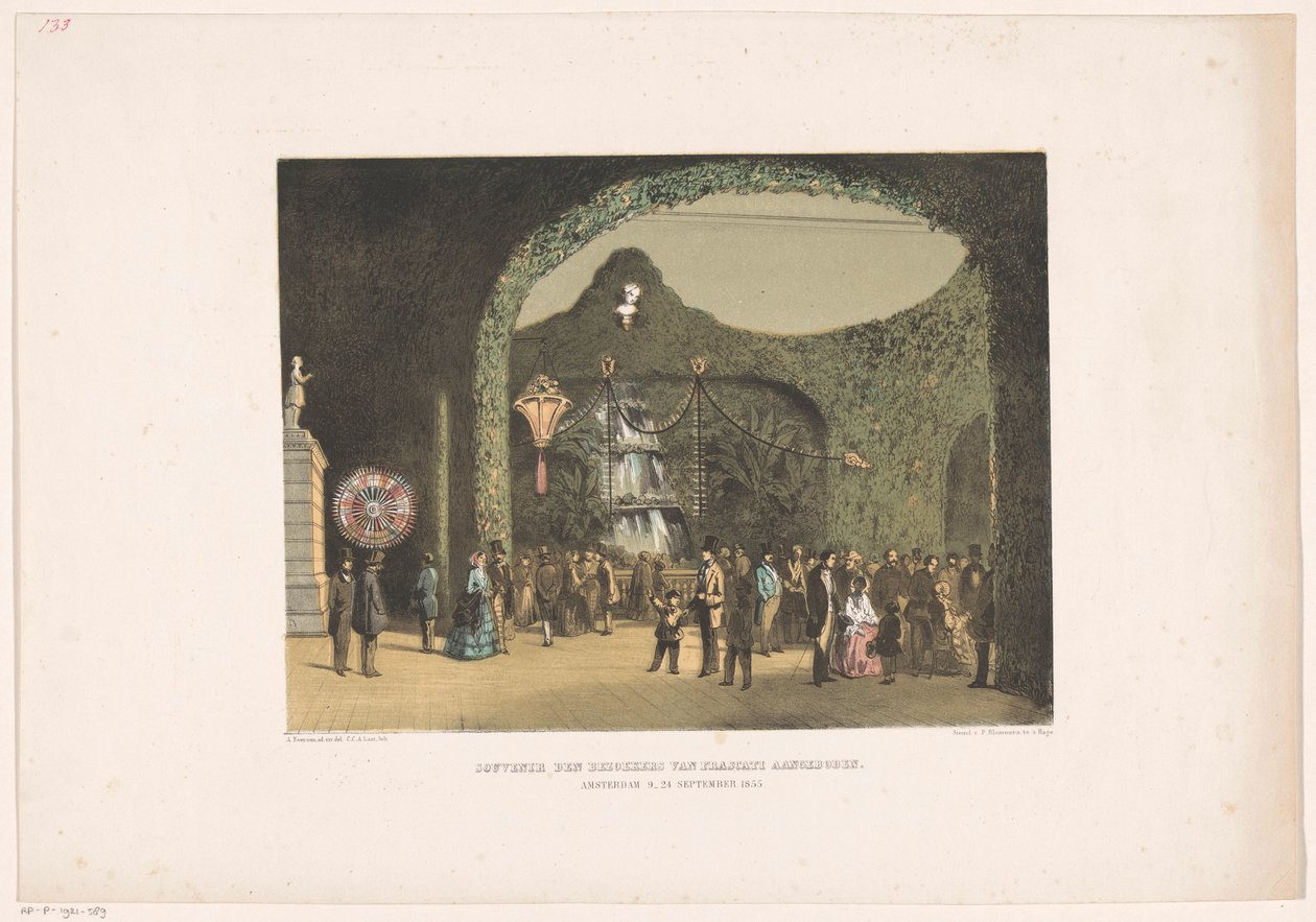 Salão em Frascati em Amsterdã 1855 Lembrança apresentada aos visitantes de Frascati. Amsterdã de 9 a 24 de setembro de 1855 (título no objeto) de Carel Christiaan Antony Last