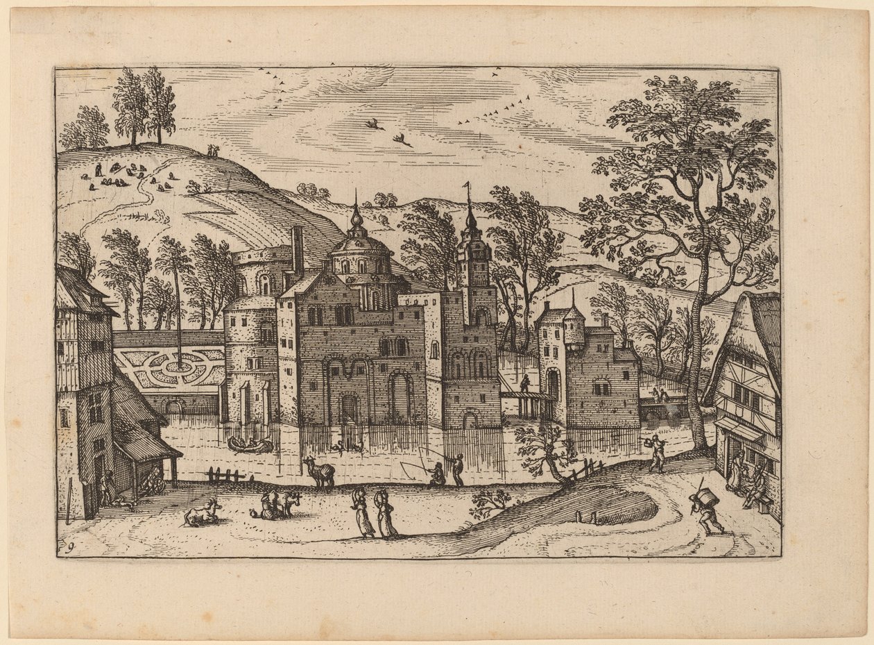 Castelo com um fosso de Carel Collaert