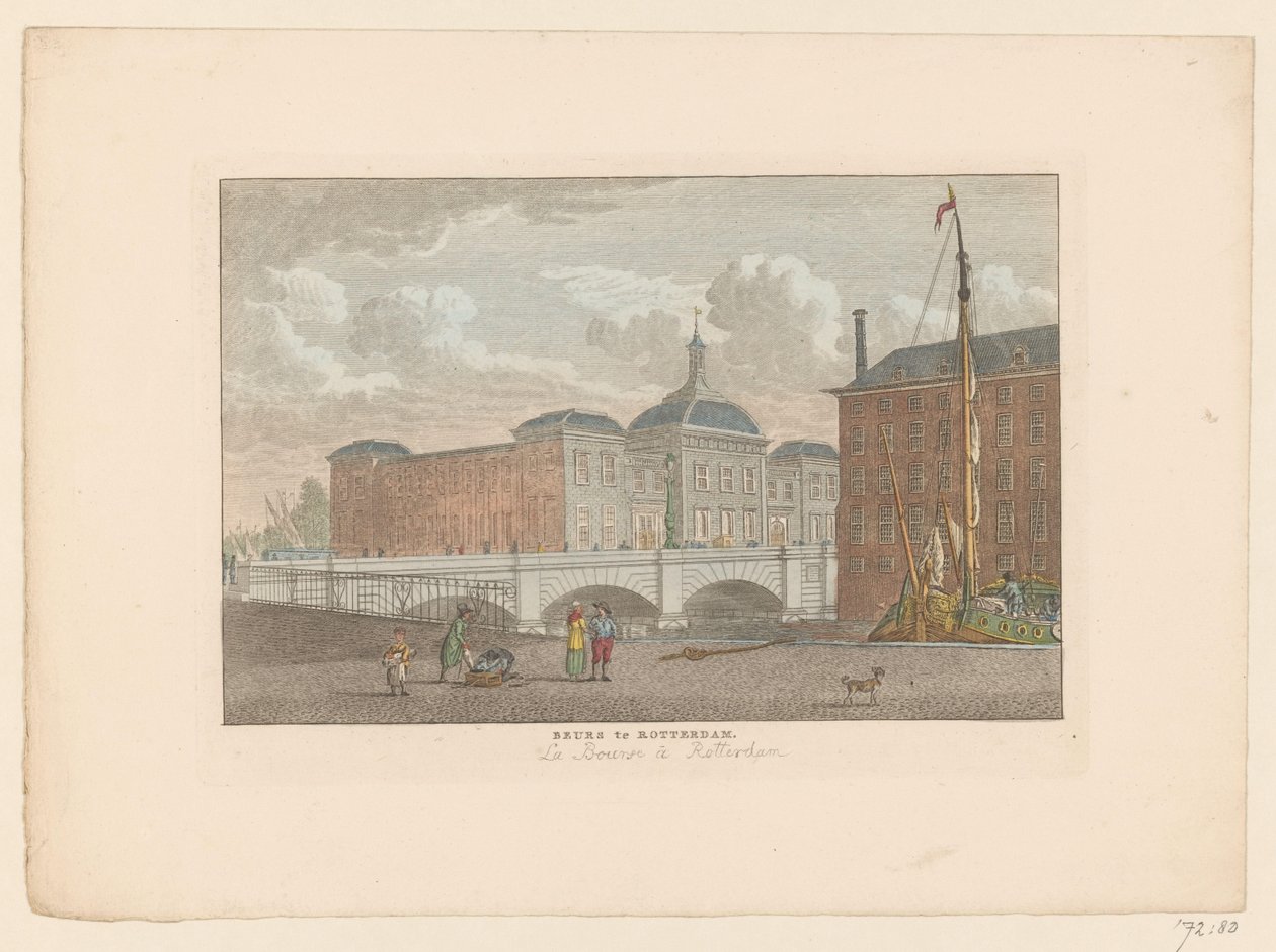 Vista da bolsa de valores em Rotterdam Feira em Rotterdam / La Bourse à Rotterdam (título no objeto) de Carel Frederik Bendorp (I)