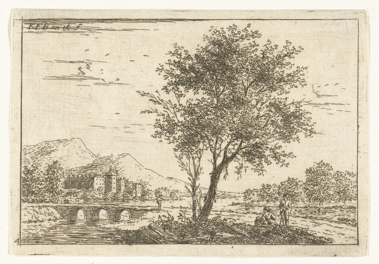Paisagem montanhosa com castelo no rio
Paisagens (título da série) de Carel Frederik Bendorp (I)