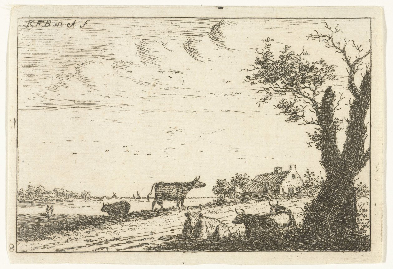 Paisagem fluvial com vacas
Paisagens (título da série) de Carel Frederik Bendorp (I)