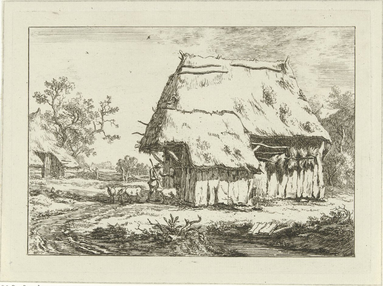 Pastor em um aprisco Paisagens (1-6) (título da série) de Carel Lodewijk Hansen