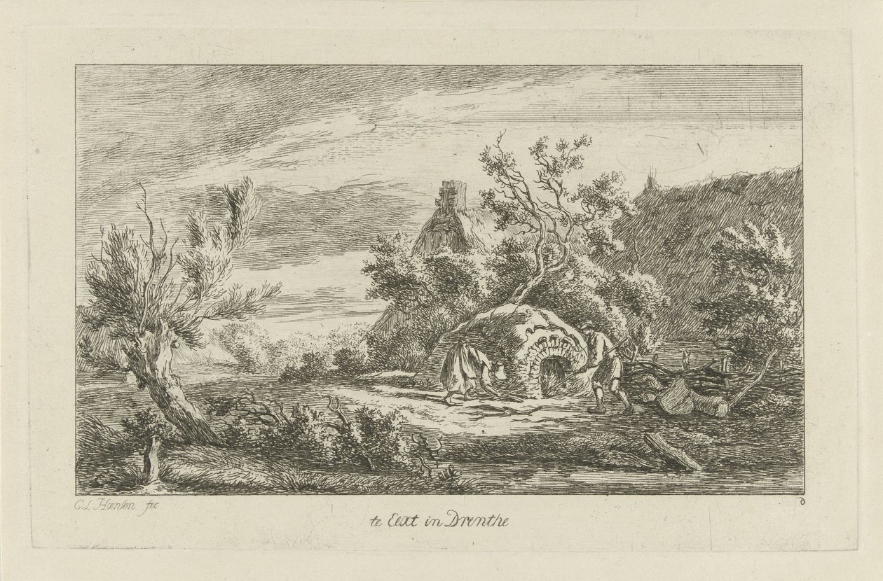 Forno em frente de uma quinta
Na Eext em Drenthe (título sobre o objecto)
Landscapes (a-f) (título da série) de Carel Lodewijk Hansen