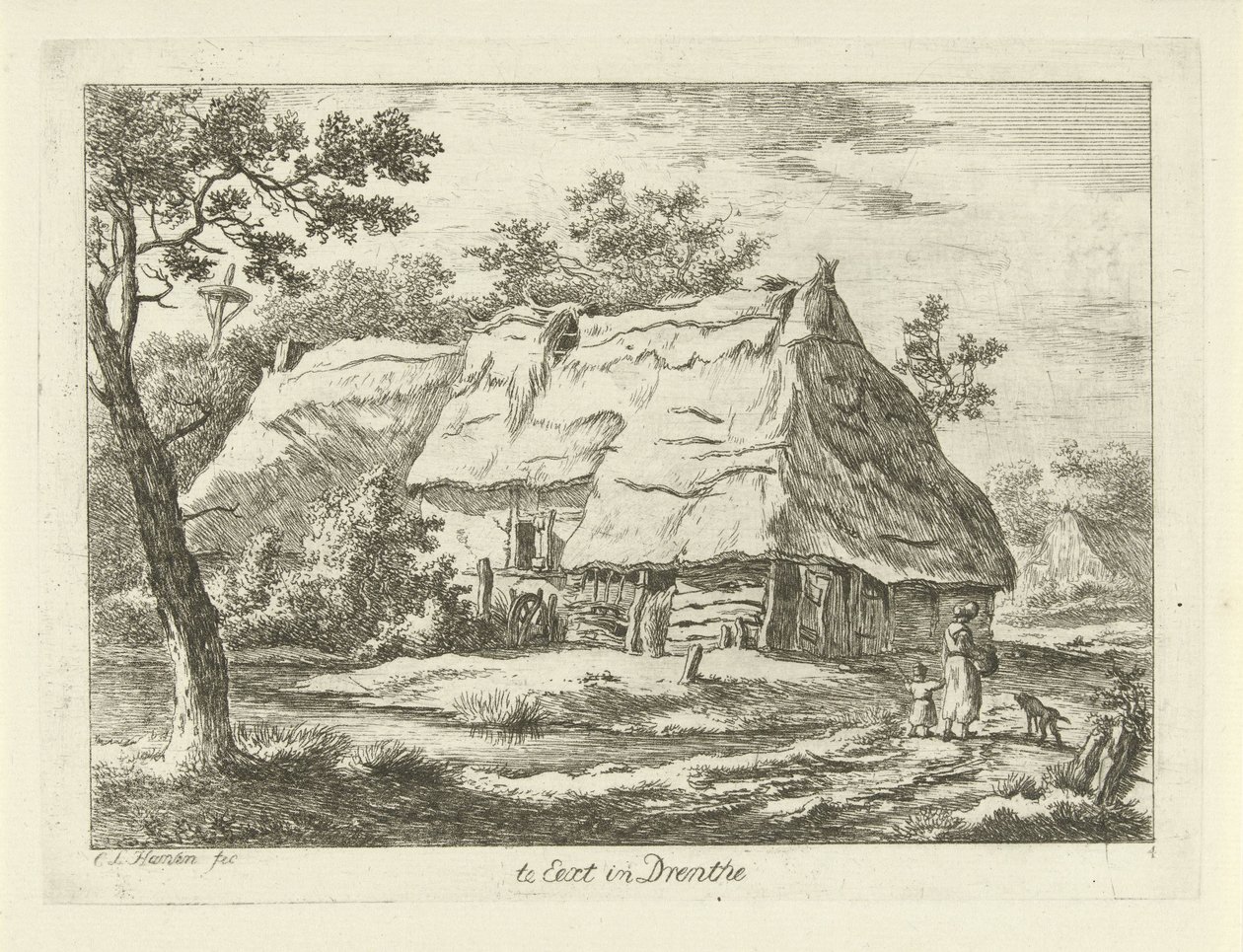 Mulher com criança perto de uma quinta
Na Eext em Drenthe (título sobre o objecto)
Paisagens (1-6) (título da série) de Carel Lodewijk Hansen