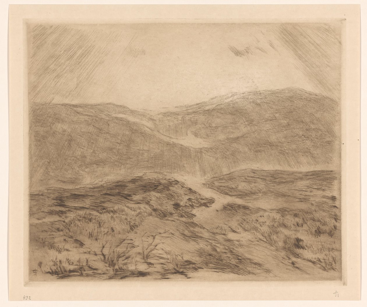 Paisagem de dunas com raios de sol de Carel Nicolaas Storm van 