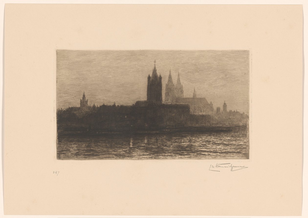 Vista de Colónia à noite de Carel Nicolaas Storm van 