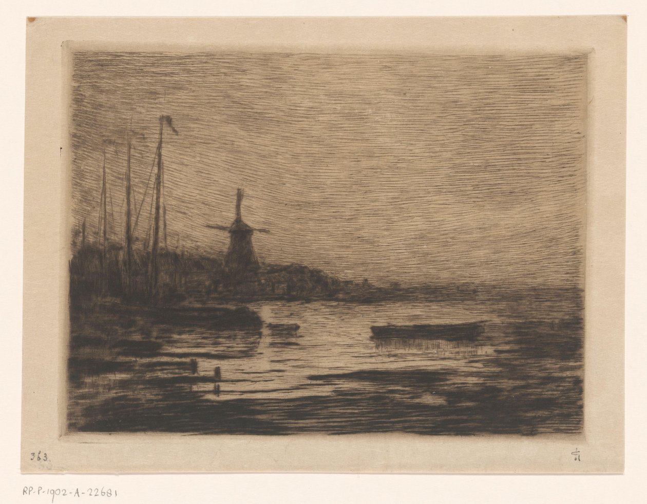 Vista de Zwijndrecht à noite de Carel Nicolaas Storm van 