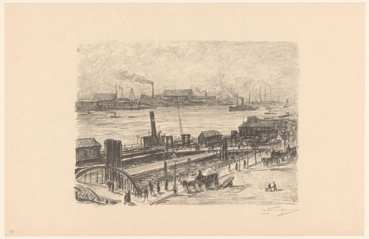 Vista do St. Pauli-Landungsbrücken em Hamburgo de Carel Nicolaas Storm van 