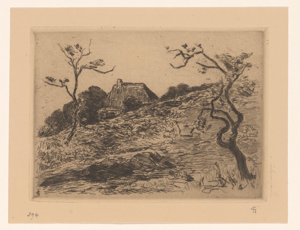 Casa atrás de uma colina perto de Materborn de Carel Nicolaas Storm van 