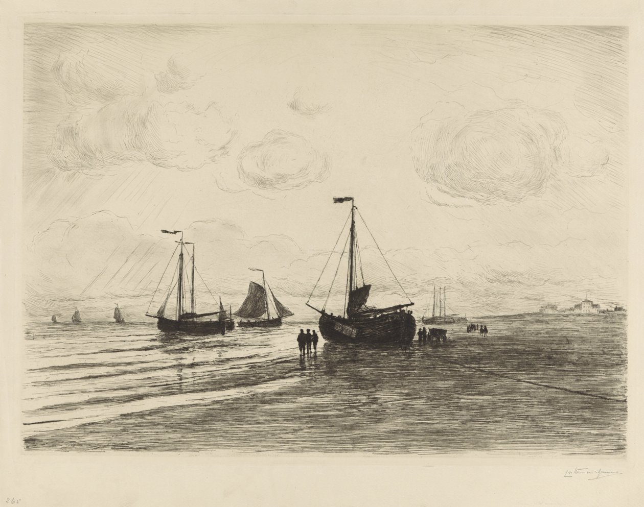 Na praia perto de Katwijk de Carel Nicolaas Storm van 