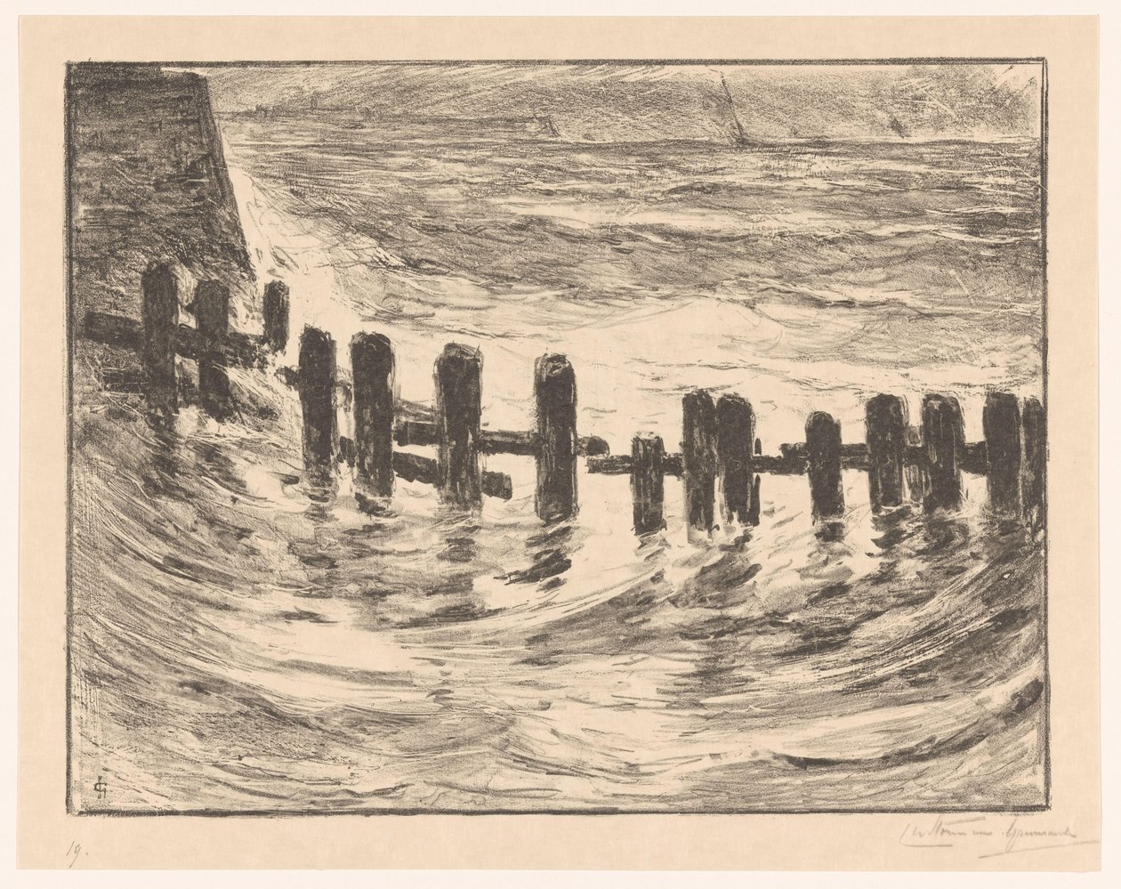Trabalho de pilha no Scheldt perto de Vlissingen de Carel Nicolaas Storm van 