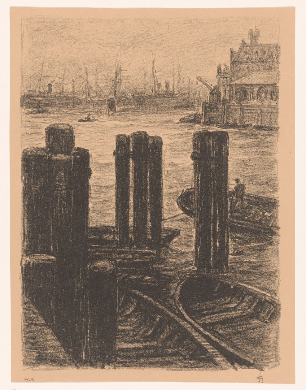 Trabalho de pilha no porto de Hamburgo de Carel Nicolaas Storm van 
