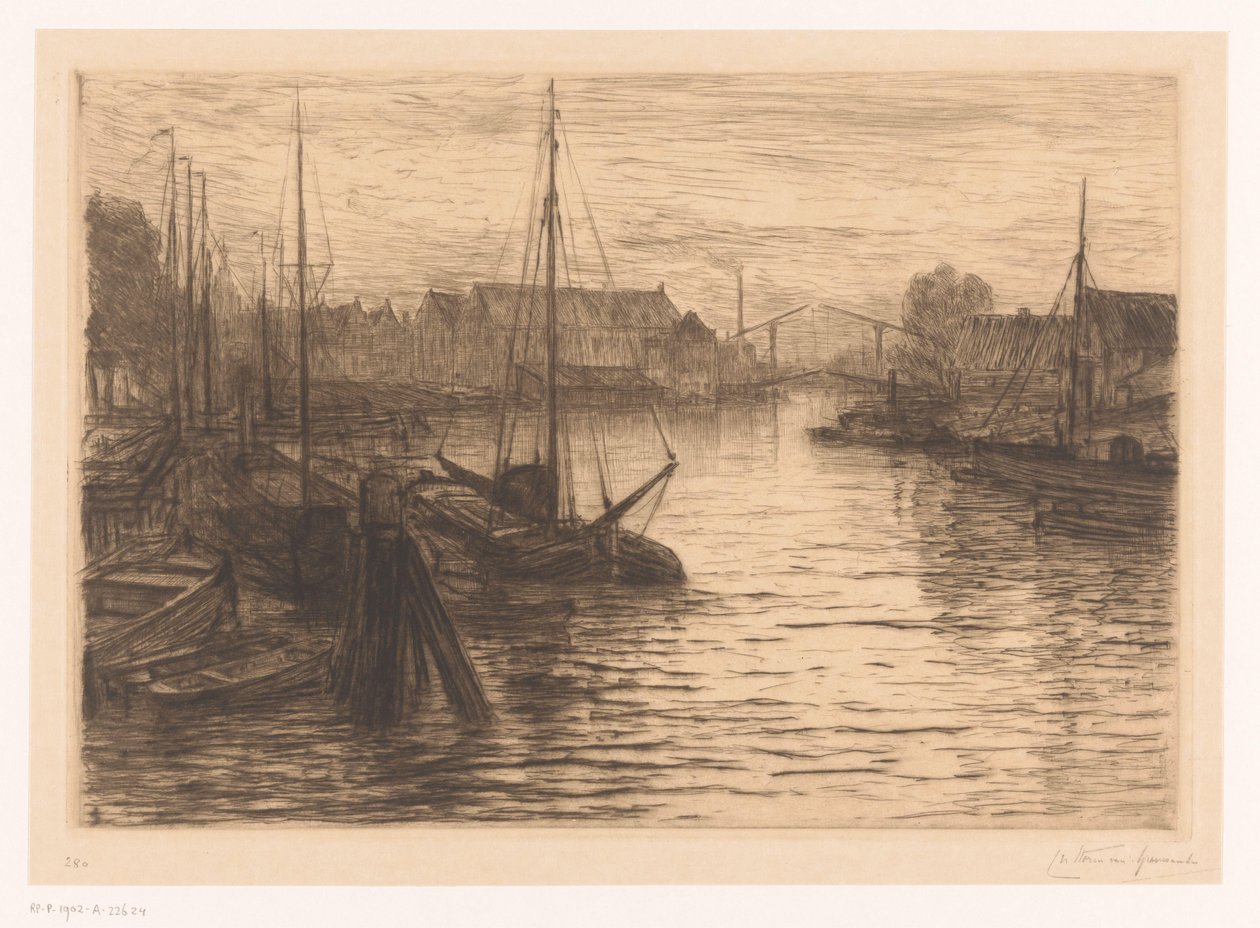 Riedijkshaven em Dordrecht à noite
Dordrecht, Rietdykshaven, le soir (título original) de Carel Nicolaas Storm van 