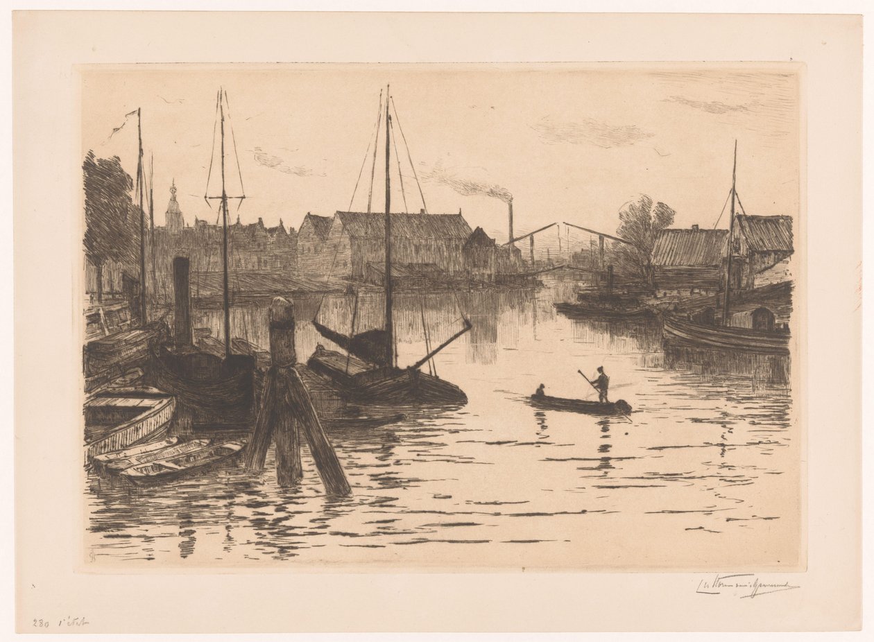 Riedijkshaven em Dordrecht à noite
Dordrecht, Rietdykshaven, le soir (título original) de Carel Nicolaas Storm van 
