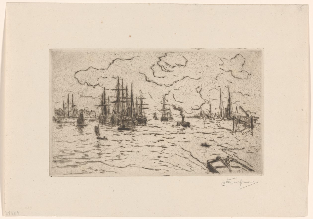 Navios no Maas de Carel Nicolaas Storm van 