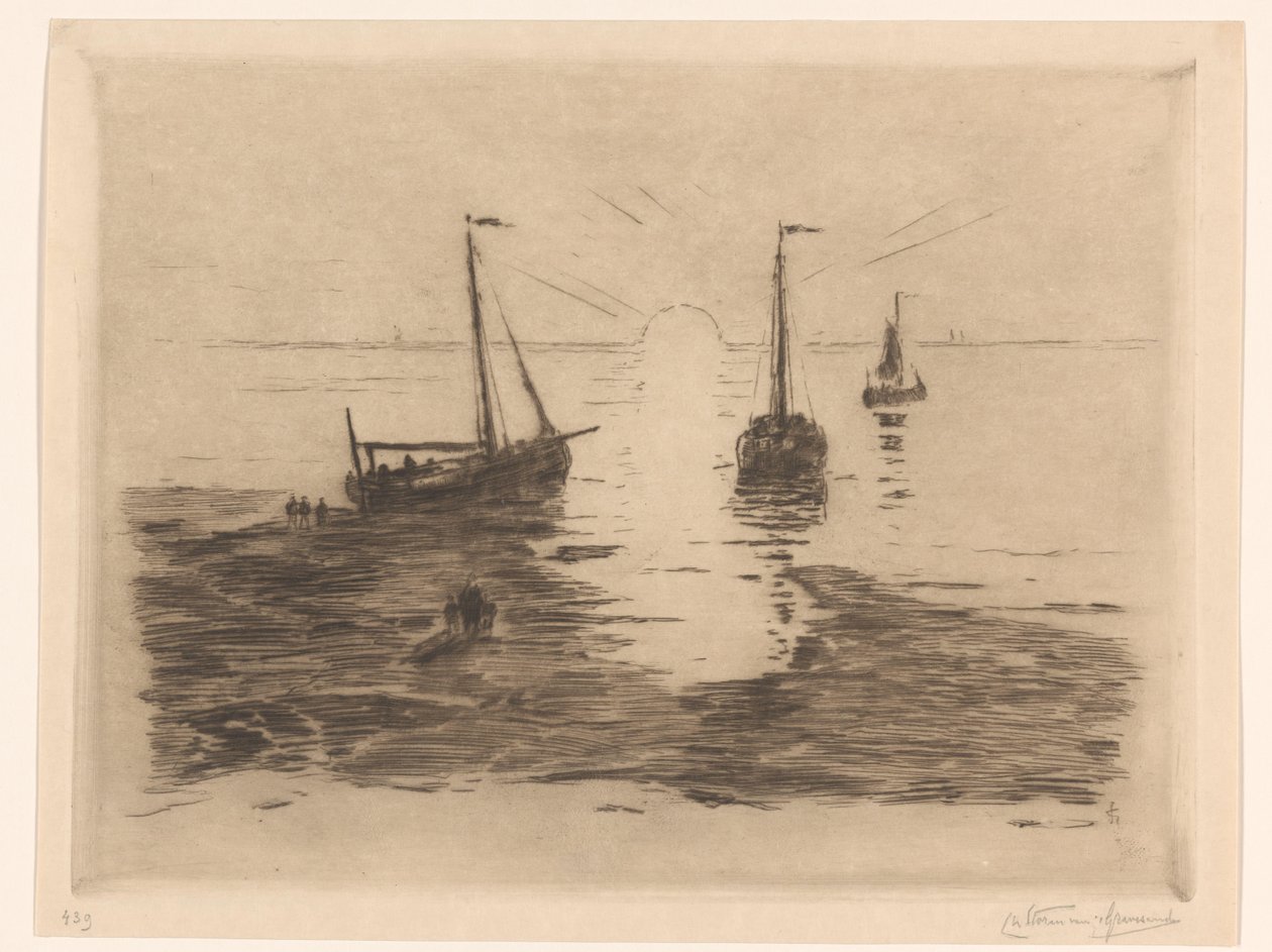 Paisagem marítima com veleiros e pôr-do-sol
Pôr-do-sol (título sobre o objecto) de Carel Nicolaas Storm van 