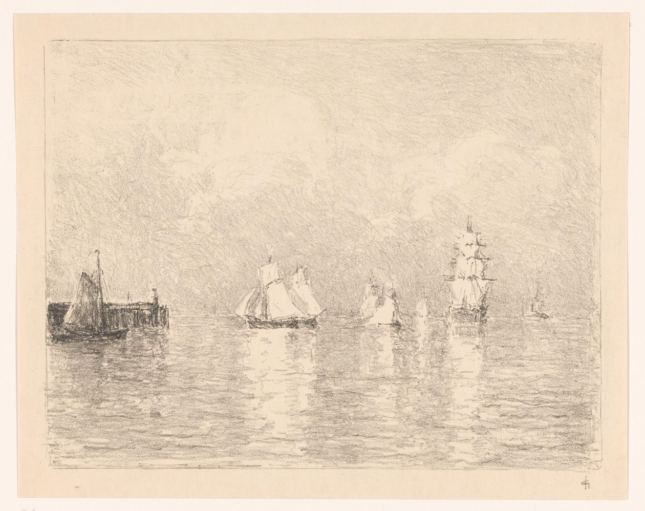 Veleiros na enseada de Cuxhaven de Carel Nicolaas Storm van 