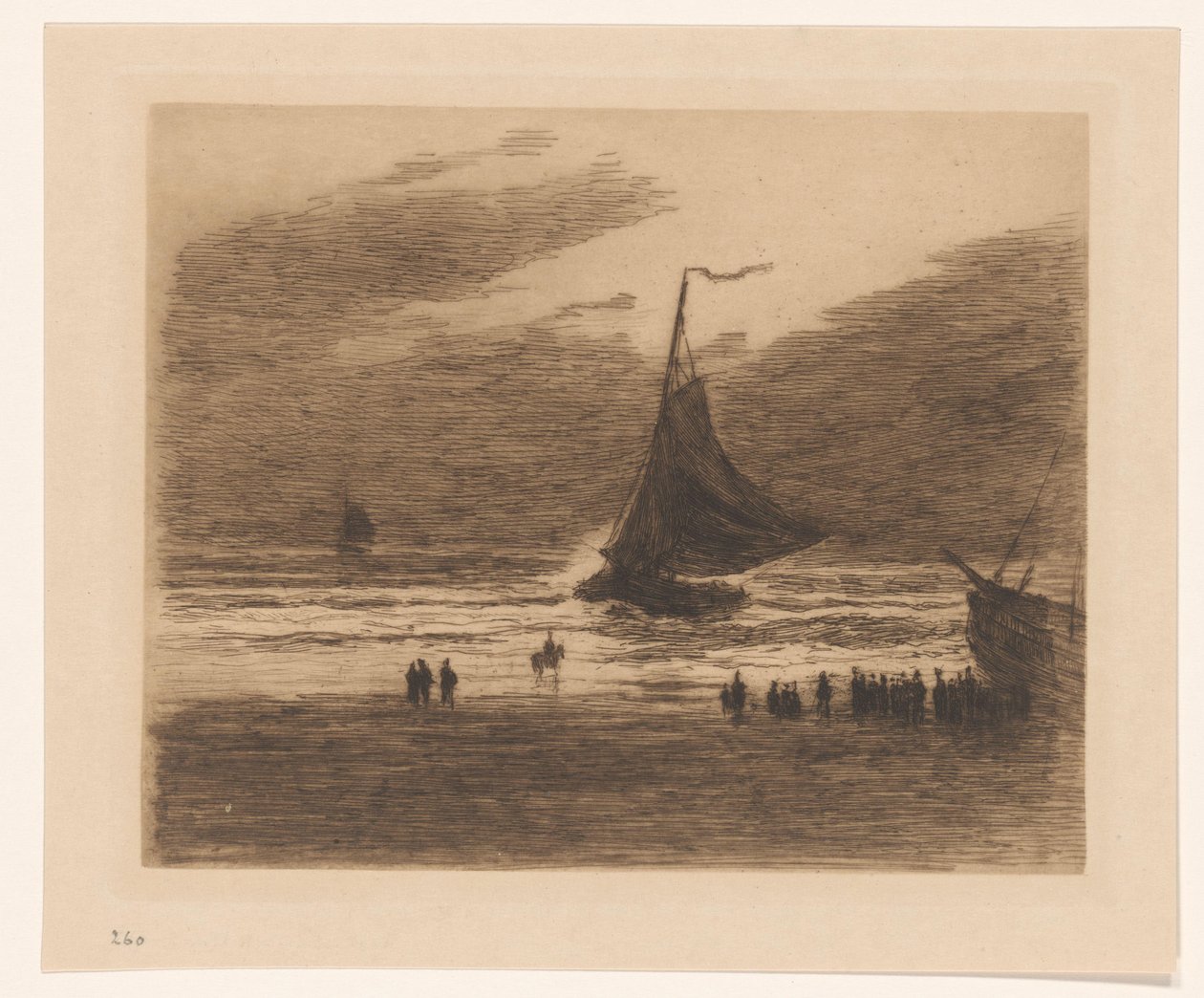 Barco de pesca que entra na praia de Carel Nicolaas Storm van 