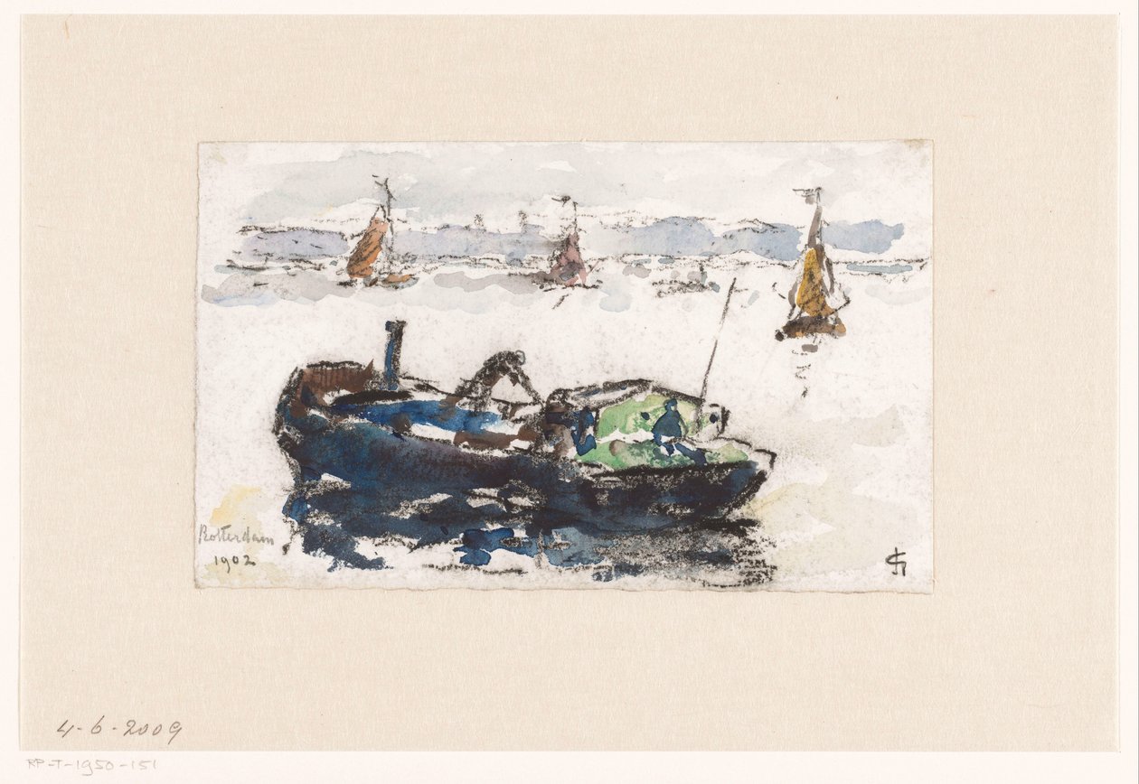 Vista do Maas perto de Rotterdam de Carel Nicolaas Storm van 
