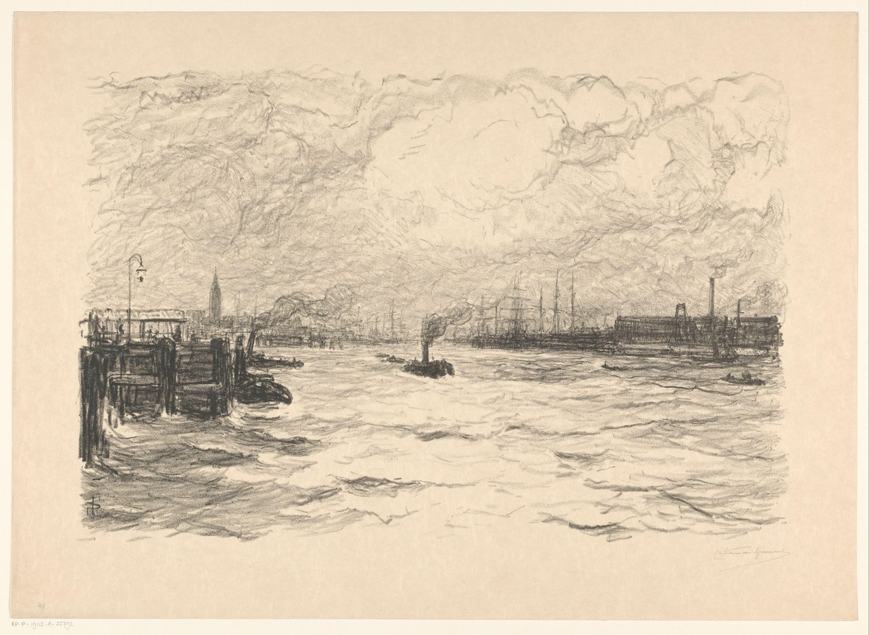 Rebocador no porto de Hamburgo de Carel Nicolaas Storm van 