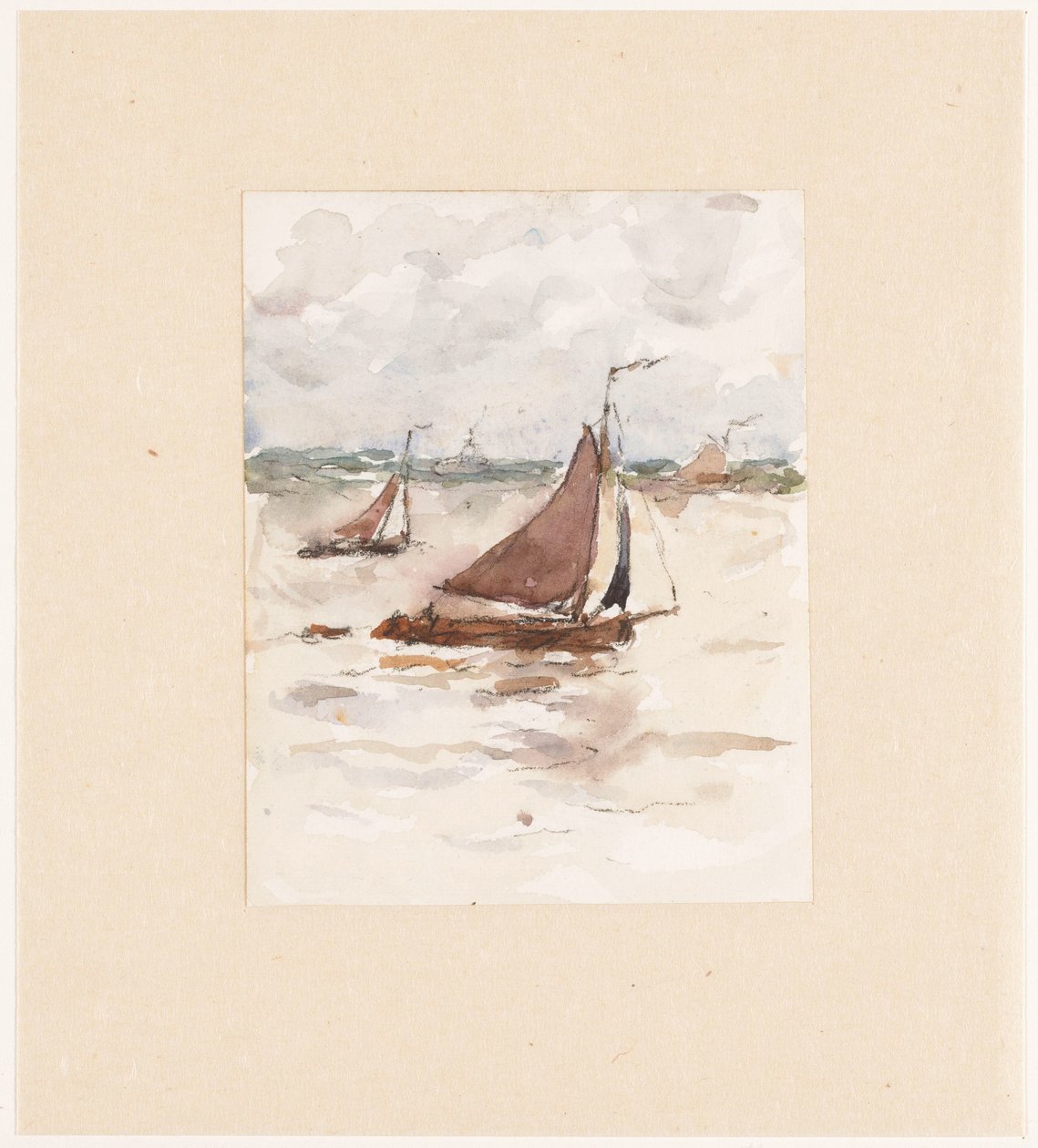 Navios de pesca à vela no Escalda de Carel Nicolaas Storm van 