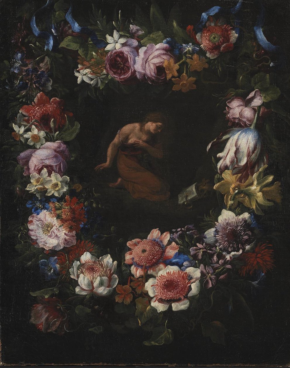 Uma coroa de flores de Carel de Vogelaer
