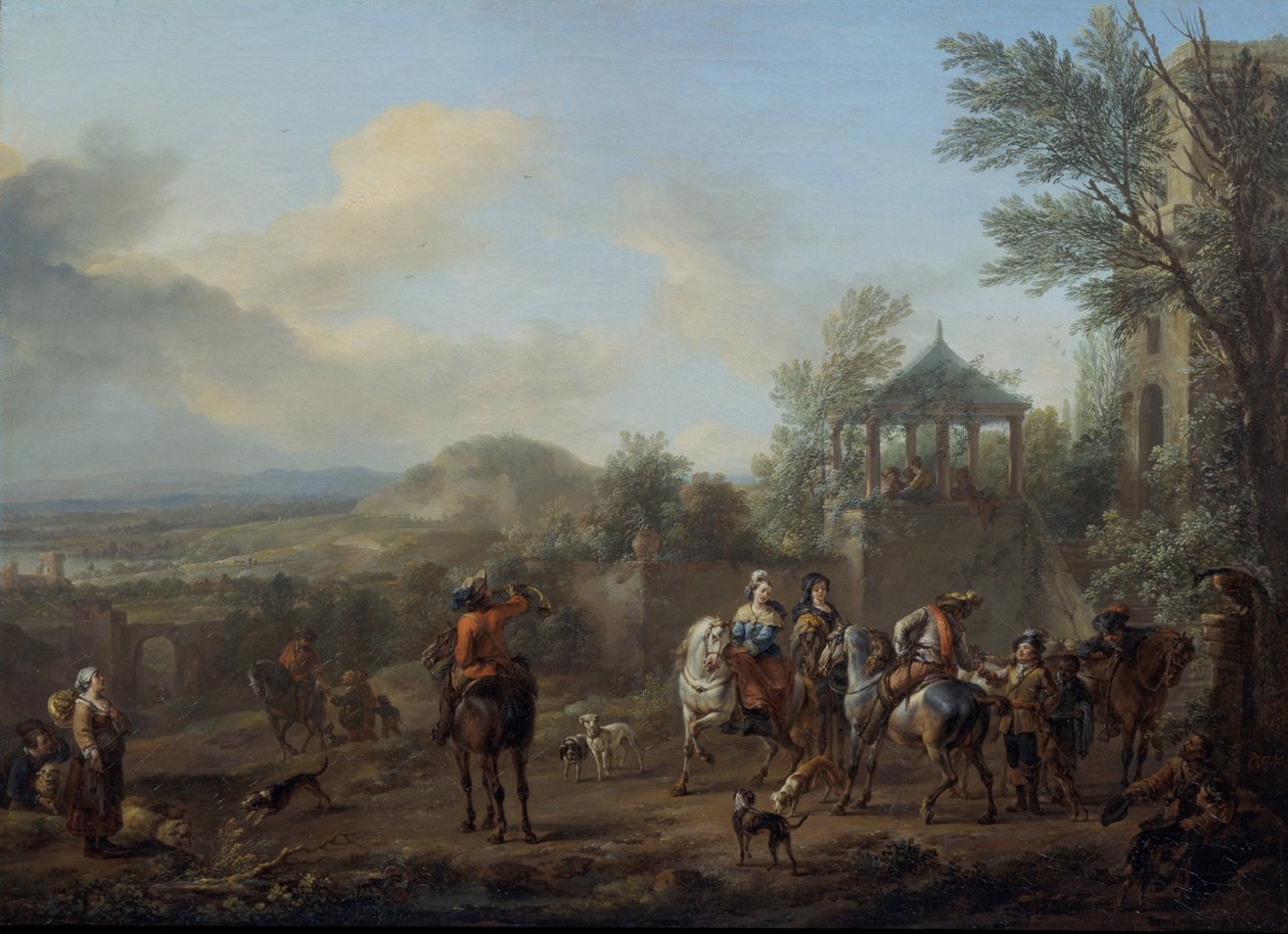 Partida para a caça de Carel van Falens or Valens