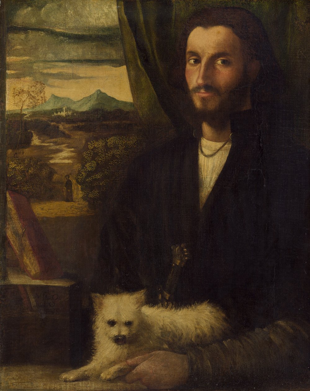 Retrato de um homem com um cachorro de Cariani