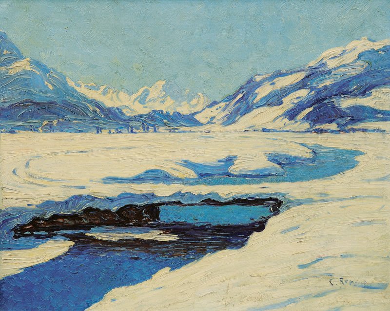 St. Moritz com Piz della Margna montanhas de St. Moritz e Piz della Margnan de Carl Arp