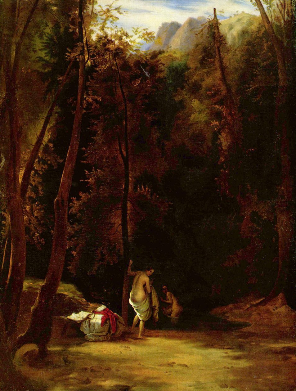 Meninas de banho no parque de Terni de Carl Blechen