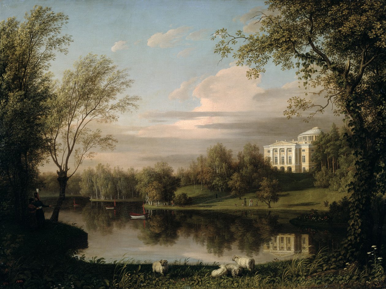 Vista do Palácio de Pavlovsk, c.1800 de Carl Ferdinand von Kugelgen