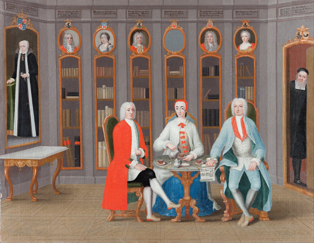 A família Stenbock em sua biblioteca em Rånäs de Carl Fredrik Svan