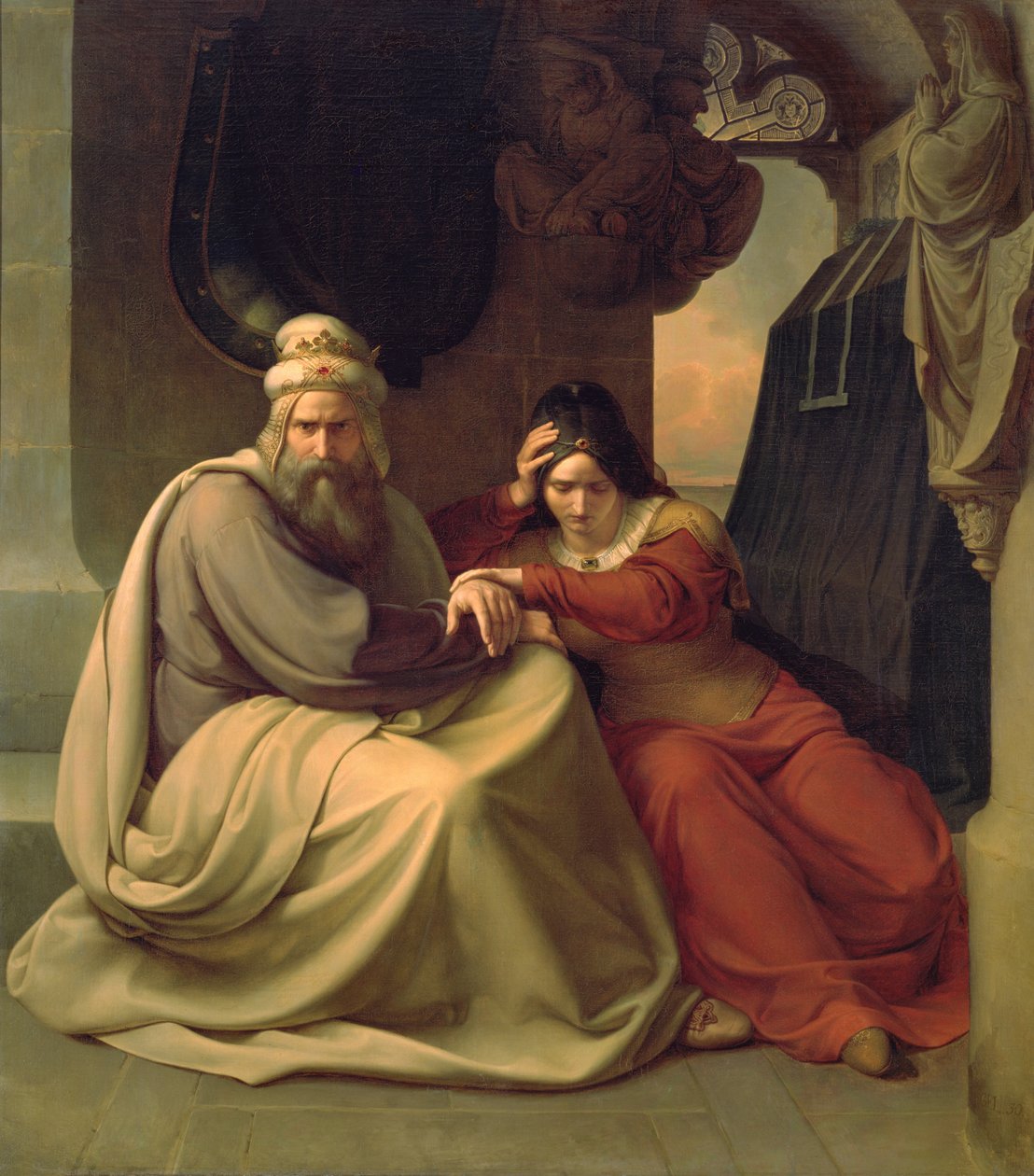 Casal real de luto por sua filha morta, 1830 de Carl Friedrich Lessing