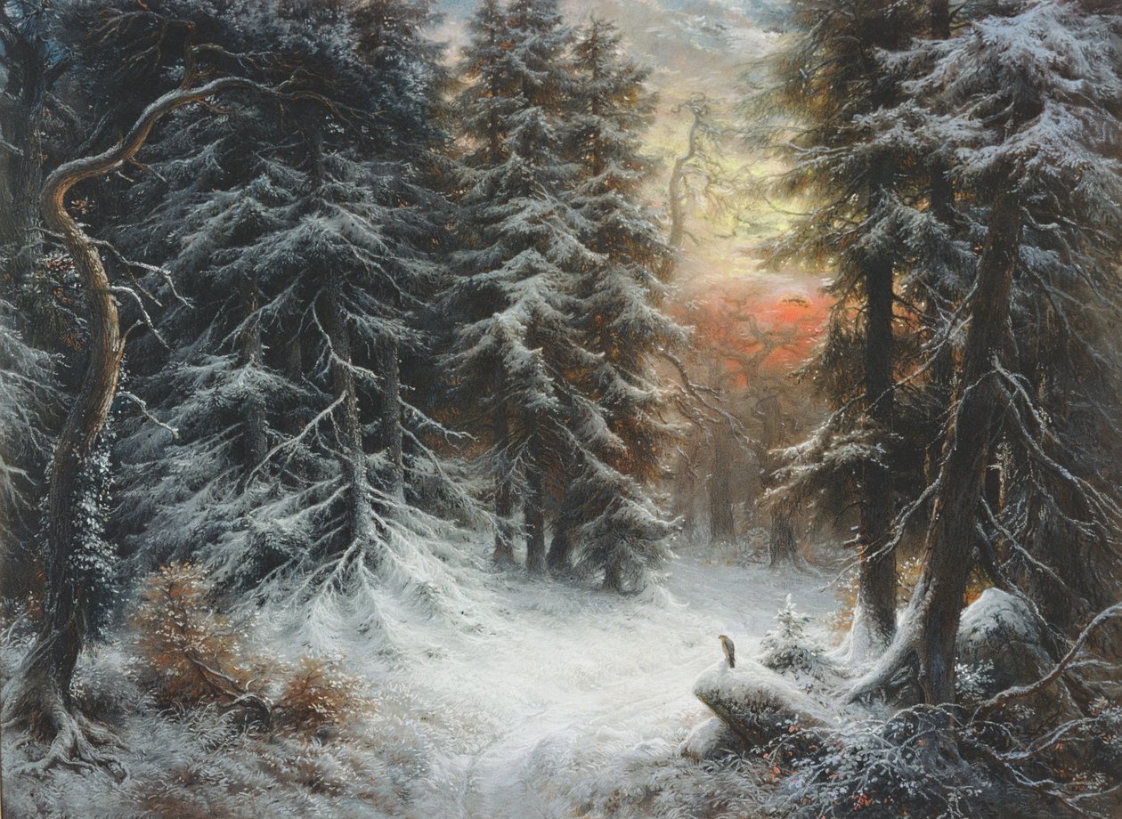 Cena de neve na floresta negra, século XIX de Carl Friedrich Wilhelm Trautschold