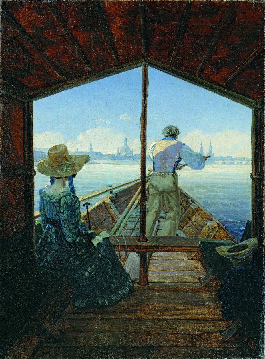 Viagem de barcaça no Elba perto de Dresden (manhã no Elba) de Carl Gustav Carus
