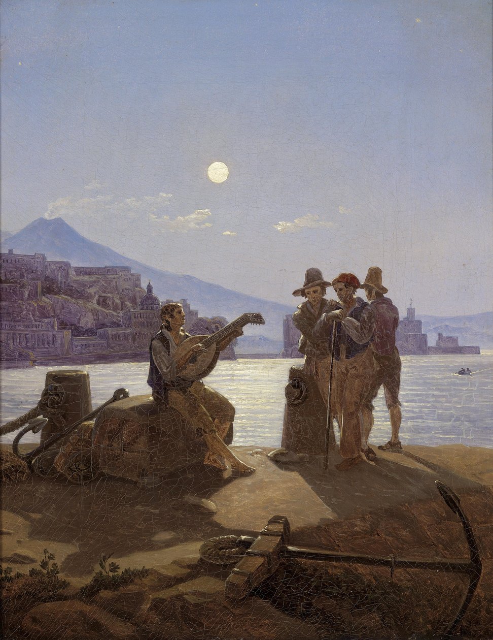 Pescadores italianos no porto de Nápoles de Carl Gustav Carus