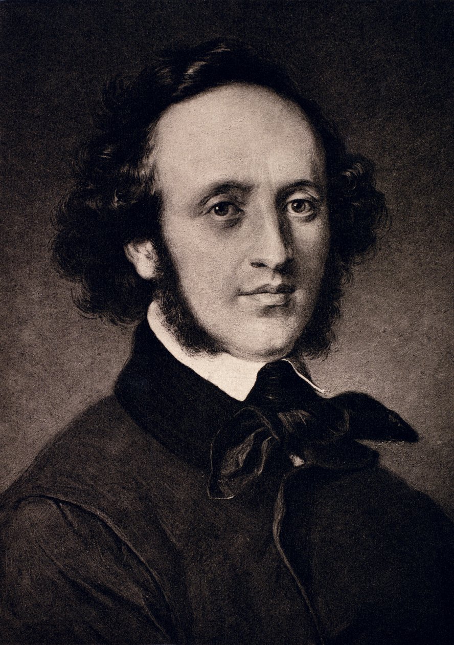 Retrato de Felix Mendelssohn (1809-47) gravado por F. Bruckmann de Carl Jaeger