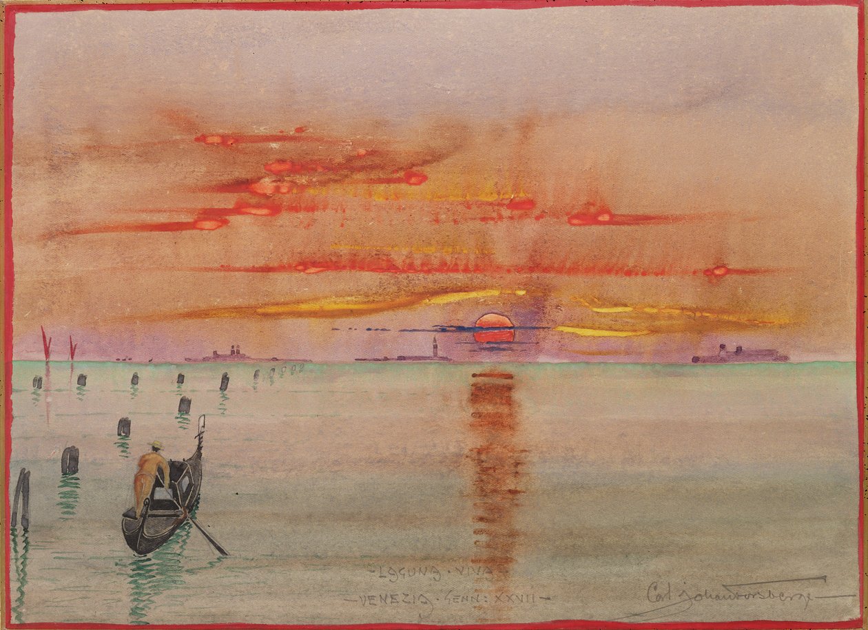 Lago Viva, Veneza, 1927 (wc no papel) de Carl Johan Forsberg