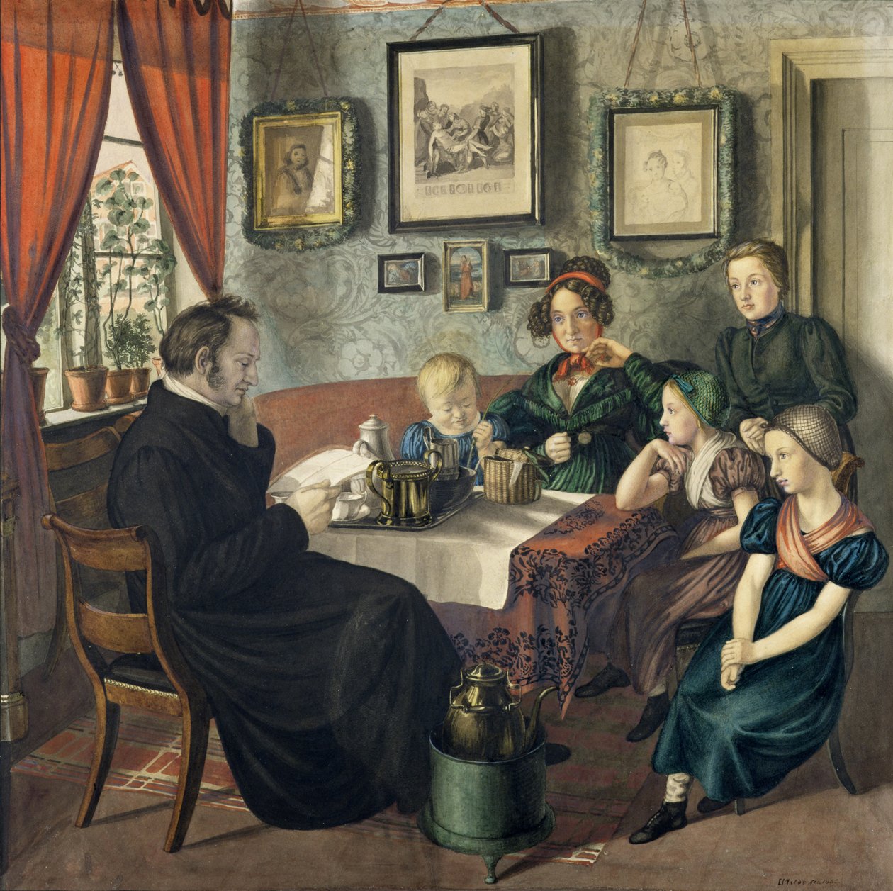 Pastor Johann Wilhelm Rautenberg e sua família, 1833 de Carl Julius Milde