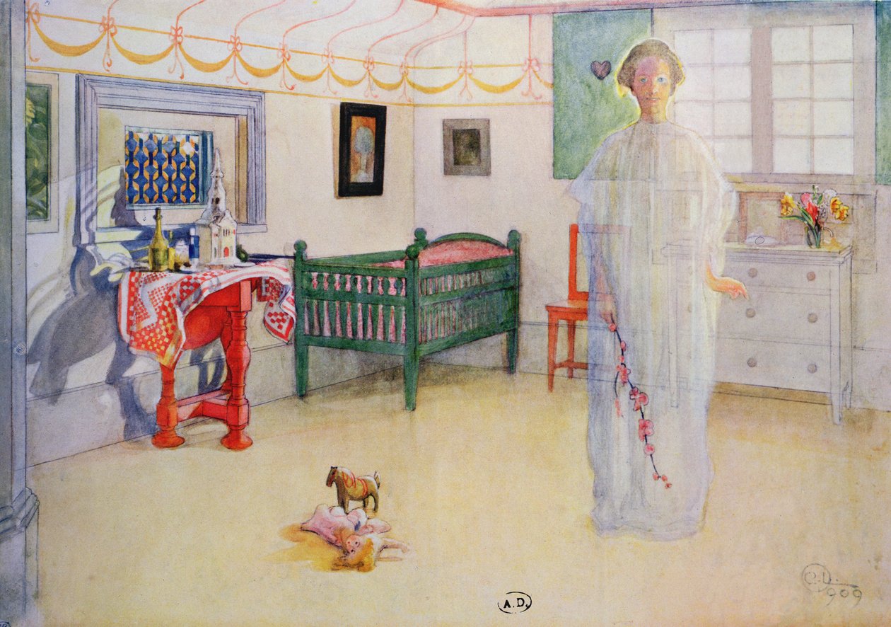 Ilustração de um fantasma ou um anjo, de &39;En Plein Soleil&39;, 1910 de Carl Larsson